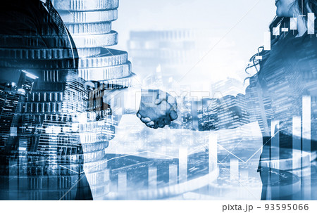 Business handshake on finance prosperity and money technology asset background 93595066
