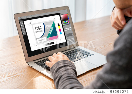 Graphic designer software for modern design of web page and commercial ads 93595072