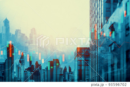 Financial graphs overlap with modernistic urban area for business concept. Financial graphs overlap with modernistic urban area for business concept. 93596702