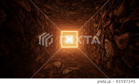 Glow Square Light Stone VJ Tunnel 3D Rendering 93597345