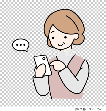 中年婦女用智能手機詢問簡單說明 中年婦女用智能手機詢問簡單說明 93597520