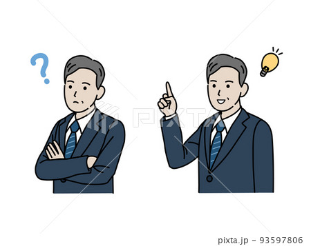 考える 閃く スーツ姿の男性 中年 ミドル 会社員 ビジネスマン イラスト 考える 閃く スーツ姿の男性 中年 ミドル 会社員 ビジネスマン イラスト 93597806