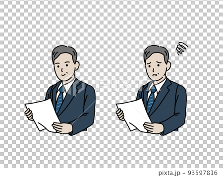 檢查文件男子西裝中年上班族商人插圖 93597816