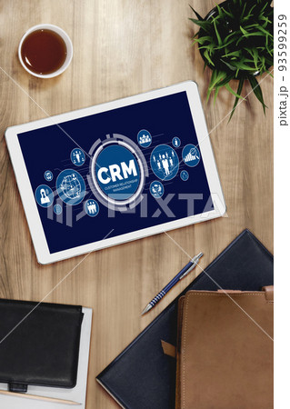 Customer relationship management system on modish computer for CRM business 93599259