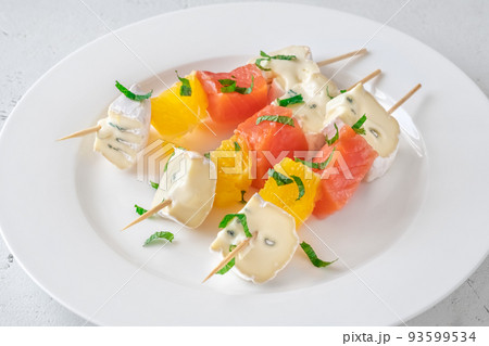 Skewers with cheese and trout 93599534