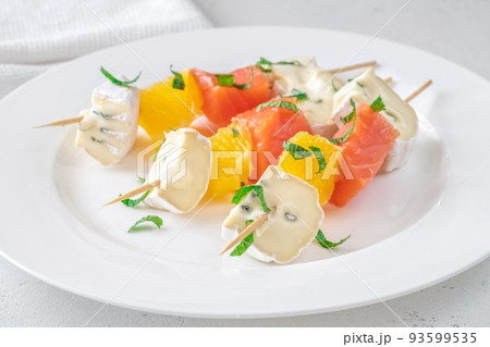 Skewers with cheese and trout 93599535