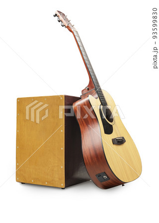 Wooden Cajon and guitar Wooden Cajon and guitar 93599830