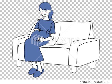 Pregnant woman rubbing her stomach gently 93601290
