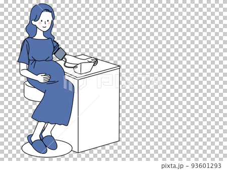 Pregnant woman measuring blood pressure 93601293