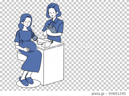 血圧測定をしてもらう妊婦 93601295