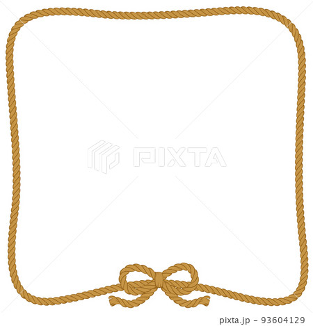 大きくてシンプルな四角いロープのフレーム（リボン付きの茶色いロープ） 93604129