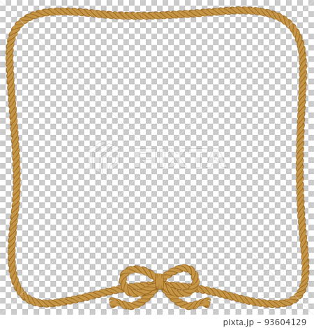 大きくてシンプルな四角いロープのフレーム（リボン付きの茶色いロープ） 93604129