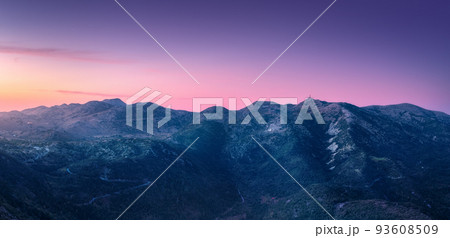 Mountain range at night in summer. Beautiful landscape 93608509