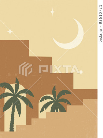 Morocco architecture in moon textured poster...のイラスト素材