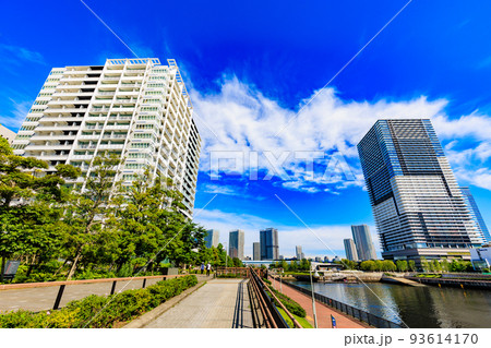 東京　江東区豊洲の都市風景　豊洲ぐるり公園沿いのタワーマンション 93614170