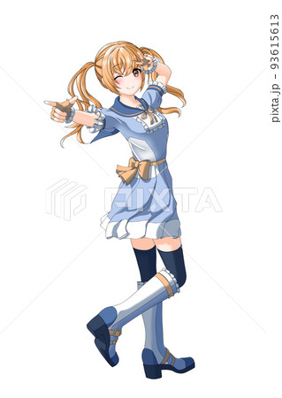 学園の夏服(青系制服)っぽい衣装を着たオレンジ担当ツインテールの女の子 学園の夏服(青系制服)っぽい衣装を着たオレンジ担当ツインテールの女の子 93615613