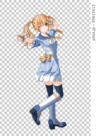 学園の夏服(青系制服)っぽい衣装を着たオレンジ担当ツインテールの女の子 学園の夏服(青系制服)っぽい衣装を着たオレンジ担当ツインテールの女の子 93615613