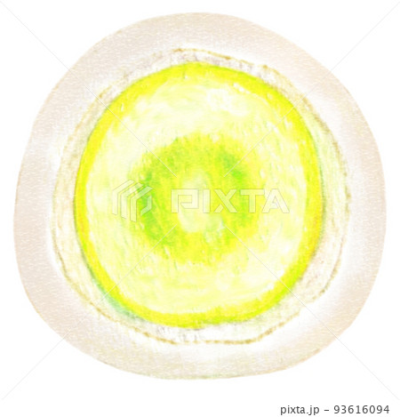 フルーツ大福の色鉛筆画ワンポイント　マスカット 93616094