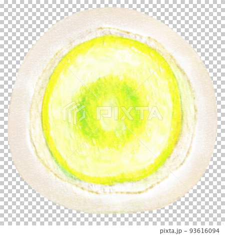 フルーツ大福の色鉛筆画ワンポイント　マスカット 93616094
