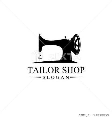 Vintage tailor shop logo icon symbol. Textile...のイラスト素材 