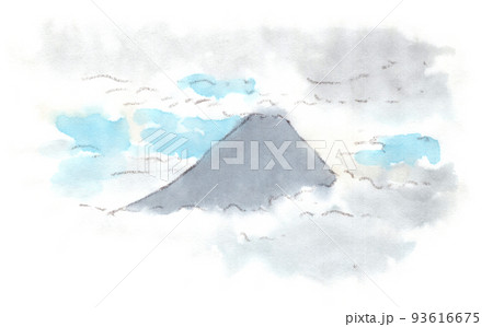 山梨県側から見た富士山の水彩画イラスト 93616675