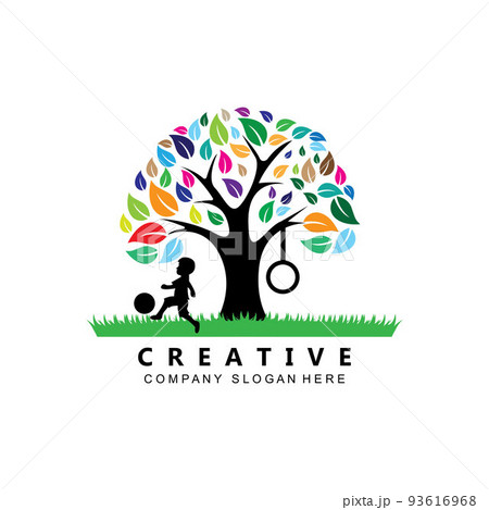 Child care. Tree logo. Educational design .balance and life design. Vector illustration 93616968