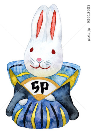 水彩画　うさぎ　裃 93618605