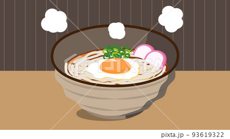 月見うどん　背景あり　16:9 93619322