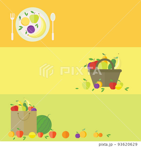 Banners, card with fresh fruits 93620629
