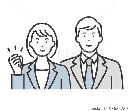 頑張る男女の若いビジネスパーソン ガッツポーズ 頑張る男女の若いビジネスパーソン ガッツポーズ 93622289