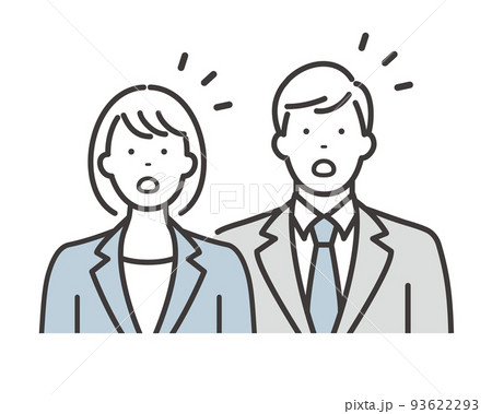 男女の若いビジネスパーソン 驚いた表情 男女の若いビジネスパーソン 驚いた表情 93622293