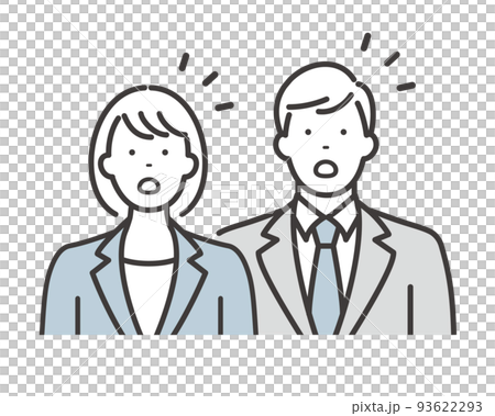 Male and female young business people Surprised expression Male and female young business people Surprised expression 93622293