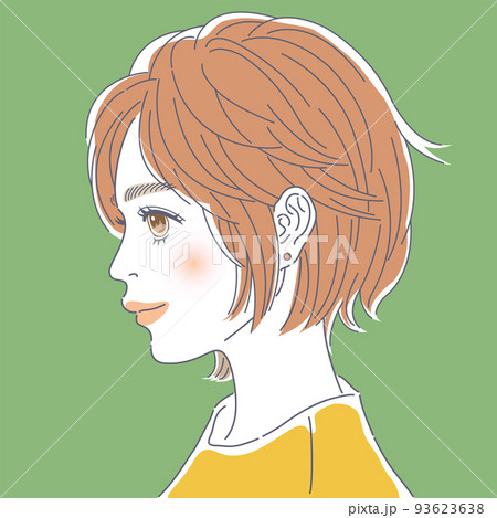 女性の横顔カラーイラスト 93623638