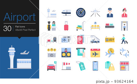 Airport icons. Flat design. For presentation, graphic design, mobile application or UI. Airport icons. Flat design. For presentation, graphic design, mobile application or UI. 93624164