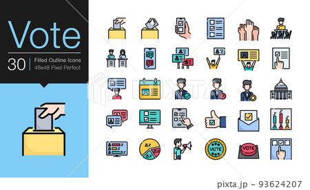 Vote icons. Filled outline design. For presentation, graphic design, mobile application or UI. 93624207