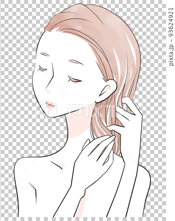 Woman getting hair treatment, long hair (watercolor style) 93624921