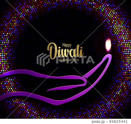 Indian festival Happy Diwali with purple background. Indian Hindu festival of lights Deepavali 93625441