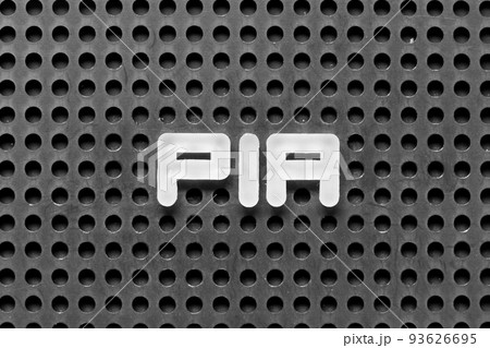 White alphabet letter in word PIA (abbreviation of Proprietary Information Agreement) on black pegboard background White alphabet letter in word PIA (abbreviation of Proprietary Information Agreement) on black pegboard background 93626695