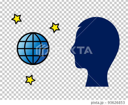 人、地球和星星圖標、太空人、夜間交流 93626853