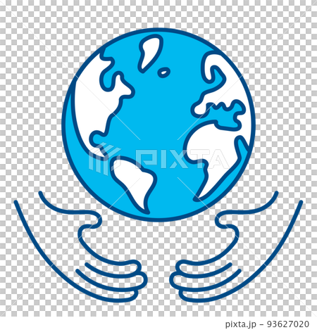 Globe and hand icon, two hands holding the globe, Atlantic Ocean 93627020