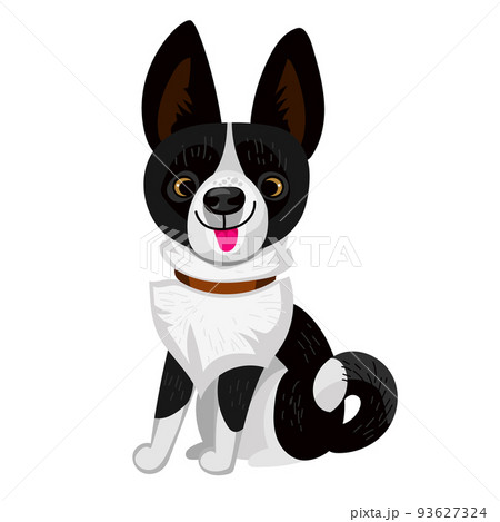 Vector cartoon cute funny dog. Breed karelian bear dog Vector cartoon cute funny dog. Breed karelian bear dog 93627324
