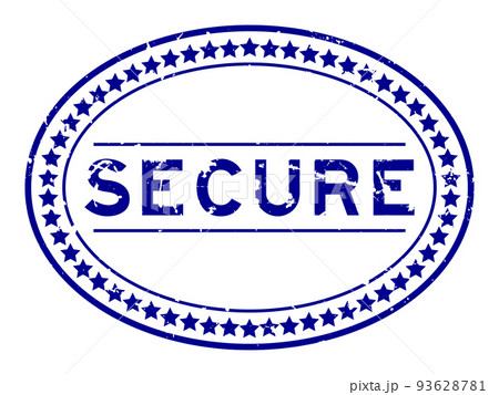 Grunge blue secure word oval rubber seal stamp on white background 93628781