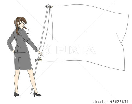旗を持つ女性会社員 旗を持つ女性会社員 93628851