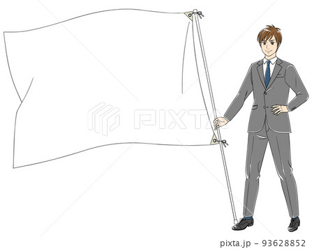 旗を持つ男性会社員 旗を持つ男性会社員 93628852