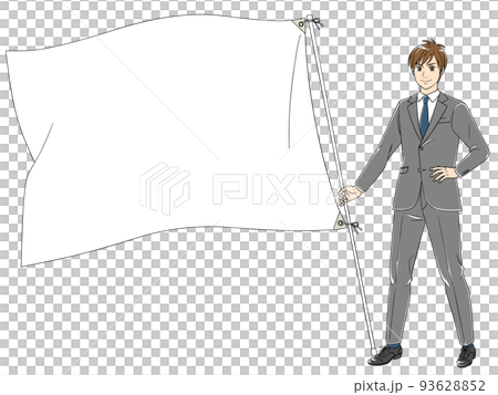 旗を持つ男性会社員 旗を持つ男性会社員 93628852