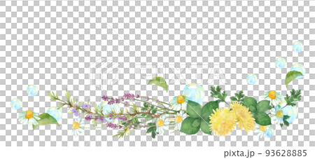 水彩畫的香草花束和肥皂泡裝飾 水彩畫的香草花束和肥皂泡裝飾 93628885