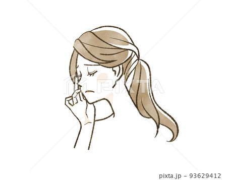 頬に手をあて悩んでいる女性 頬に手をあて悩んでいる女性 93629412