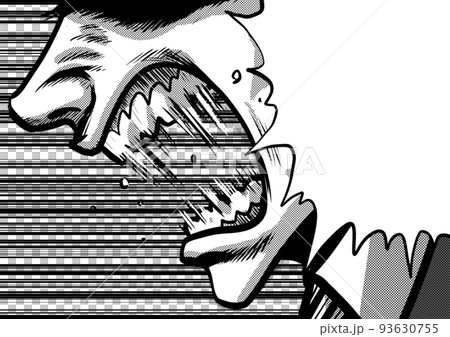 叫ぶ男性の横顔のマンガ劇画風イラスト 93630755