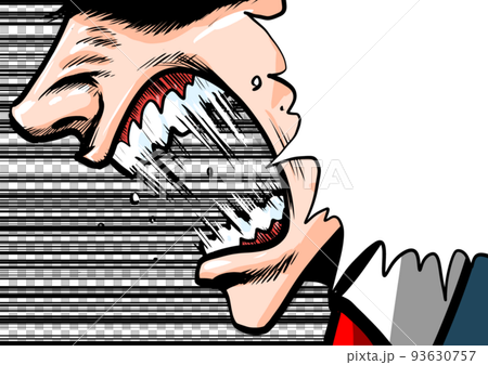 叫ぶ男性の横顔のマンガ劇画風イラスト 叫ぶ男性の横顔のマンガ劇画風イラスト 93630757