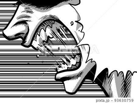 叫ぶ男性の横顔のマンガ劇画風イラスト 93630759